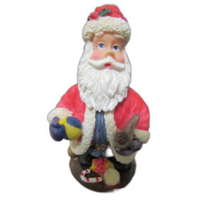 Bobble head Santa Claus figurine with pipe and ball drum candy cane Christmas
